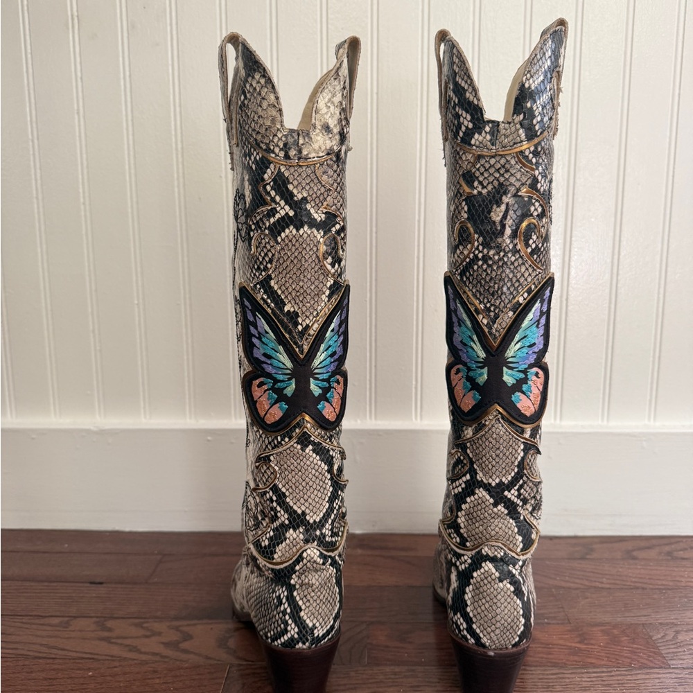 Sophia Webster Snakeskin Butterfly Embellished Boots - Picture 3 of 5